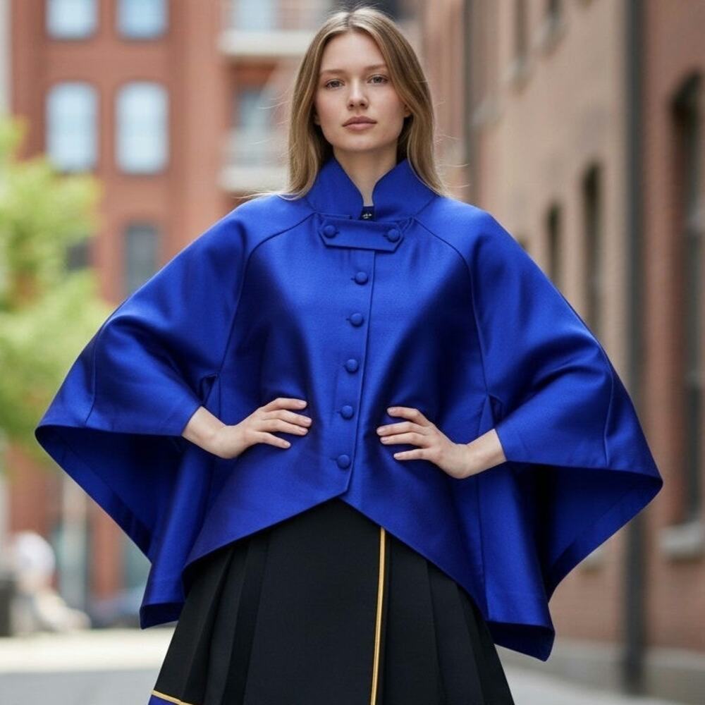 JOHN PAUL ATAKER CAPE JACKET, ROYAL BLUE, SIZE 48